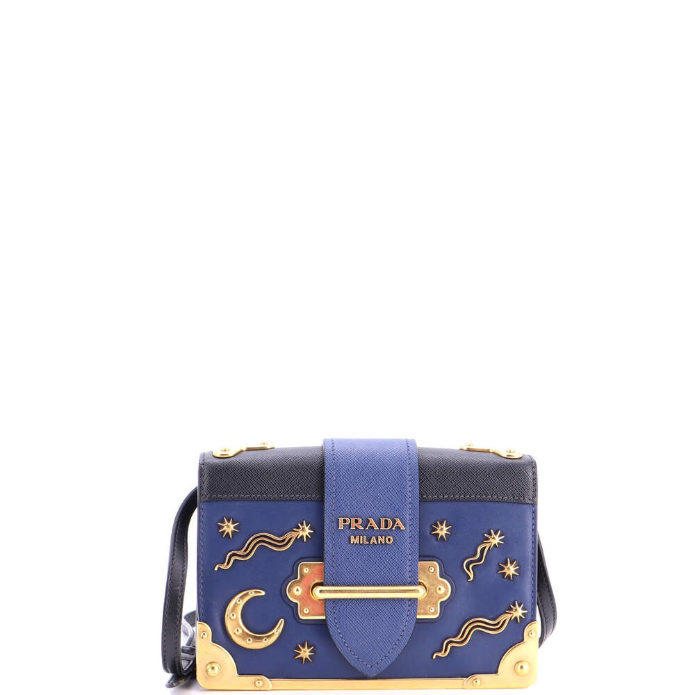 Prada Small Cahier Crossbody Bag Embellished Leather